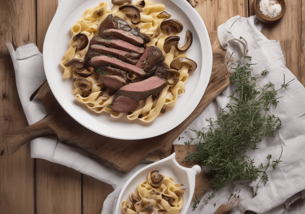 Dana Etli ve Mantarlı Makarna Tarifi