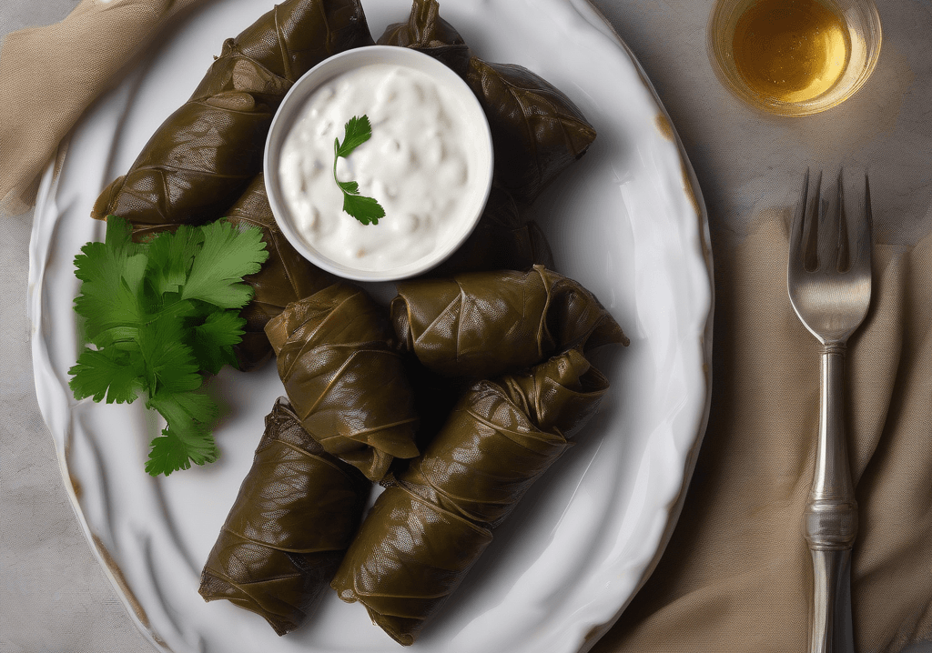 Etli Üzüm Yaprağı Sarması ve Ekşi Kremalı Sos