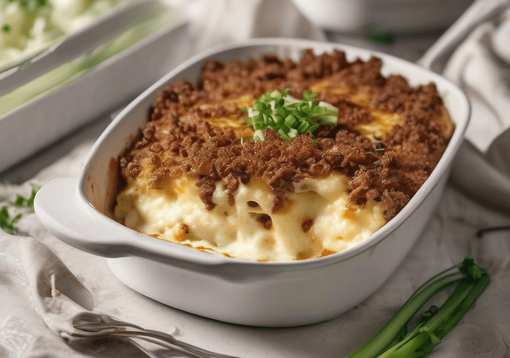 Fırında Peynirli Kıymalı Patates Püresi Tarifi