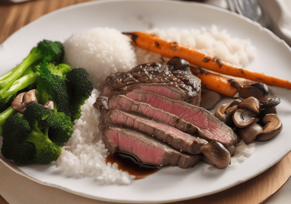 Fırında Sebzeli Dana Antrikot ve Beyaz Pilav Tarifi