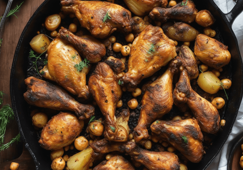 Fırında Tavuk Kanat ve Patates Yemeği