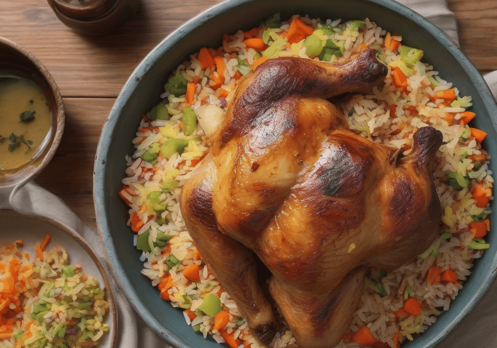 Geleneksel Fırında Soslu Tavuk But ve Sebzeli Pilav Tarifi
