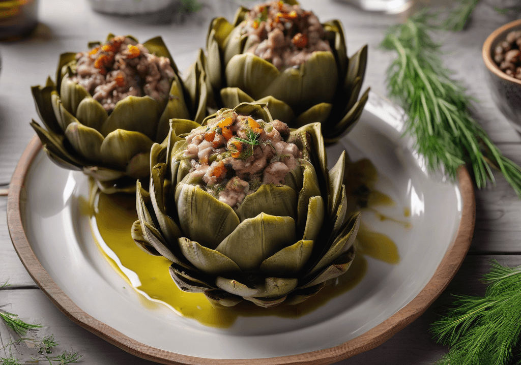 Kıymalı ve Mantarlı Enginar Dolması