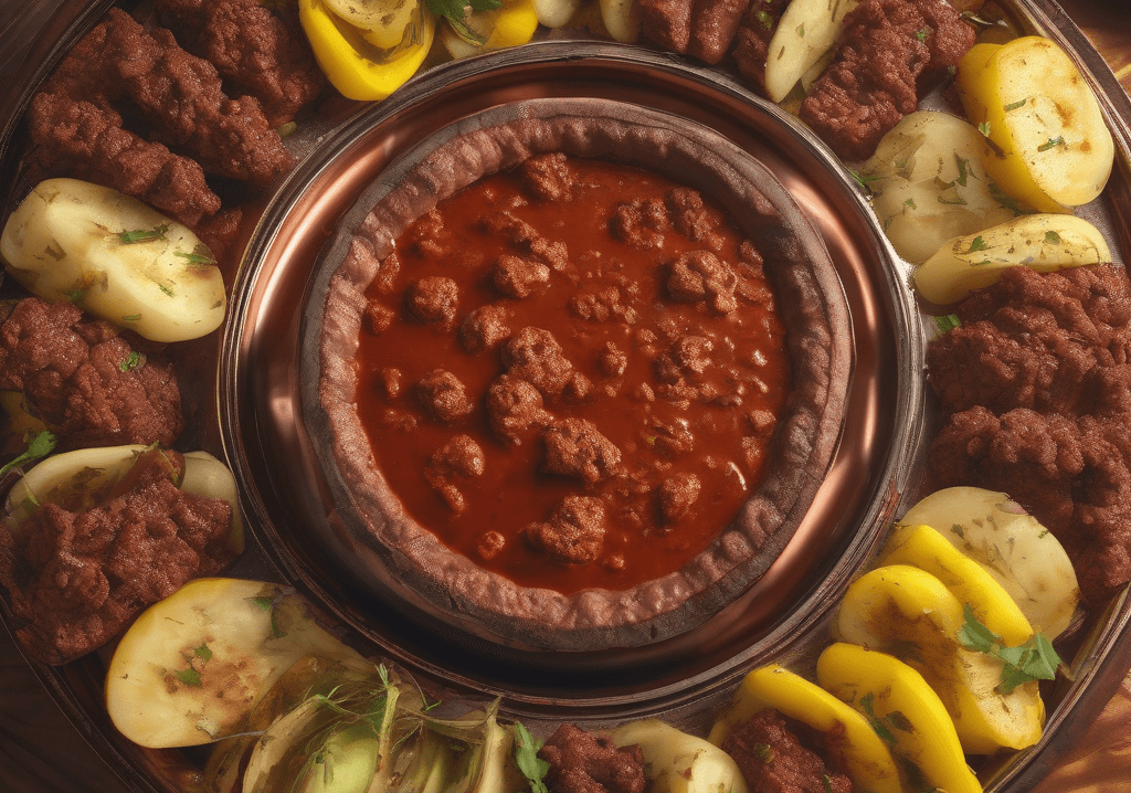 Kıymalı ve Sebzeli Sini Kebabı