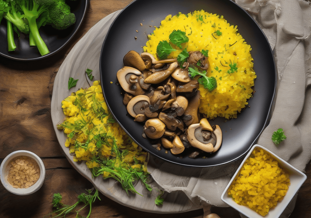 Mantar Soslu Tavuk Sote ve Zerdeçallı Bulgur Pilavı
