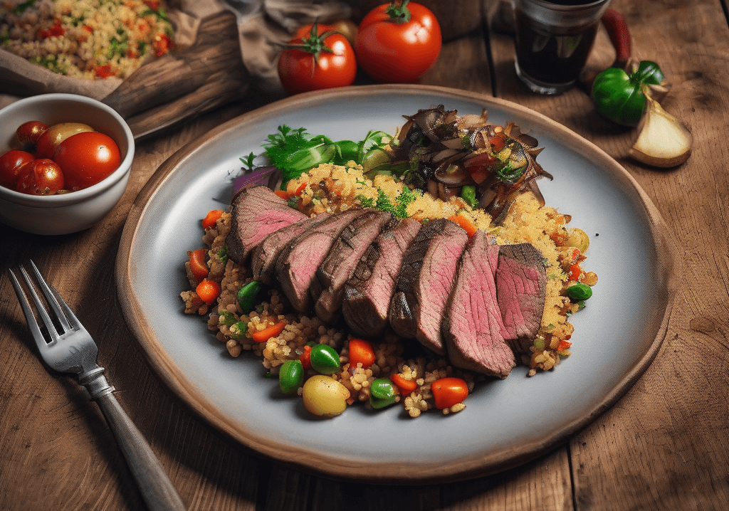 Sebzeli Dana Biftek ve Domatesli Bulgur Pilavı Tarifi