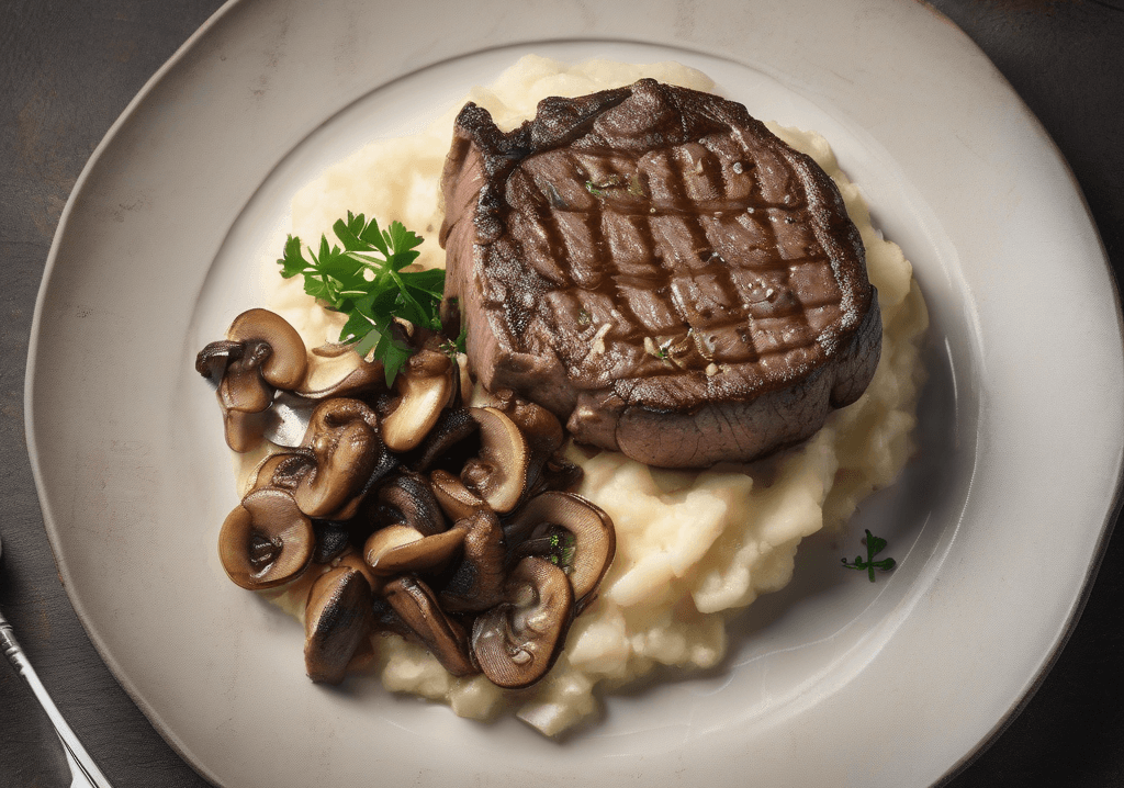 Mantarlı ve Soğanlı Dana Biftek ve Ev Yapımı Patates Püresi